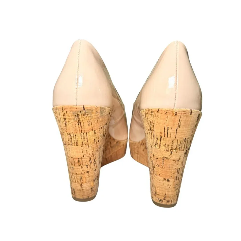 Carvela Kurt Geiger Nude Patent Leather Cork Wedge Pumps - Size 40 (US 9)